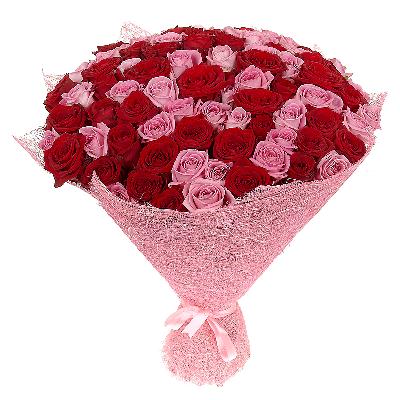 Букет из 101 розы "Красно-розовые"